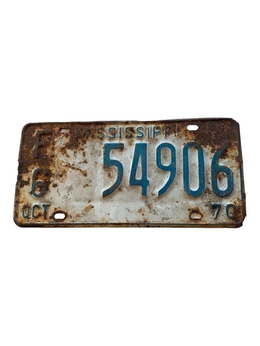 OLD ANTIQUE VINTAGE MISSISSIPPI LICENSE PLATE CAR TAG 1970 Farm MS